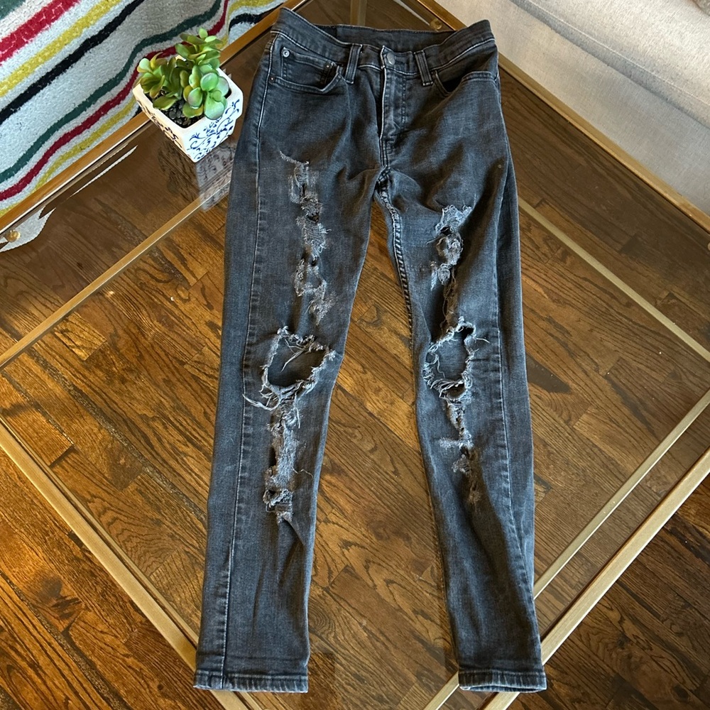 Levi's 512 Slim Taper Distressed Charcoal Denim Jeans